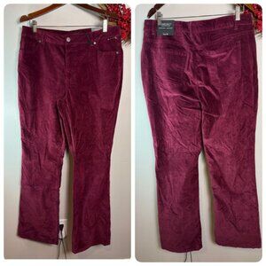 Jones NY Womens Soft Velvet Corduroy Skinny High Waist Pants Sz 16 Burgundy